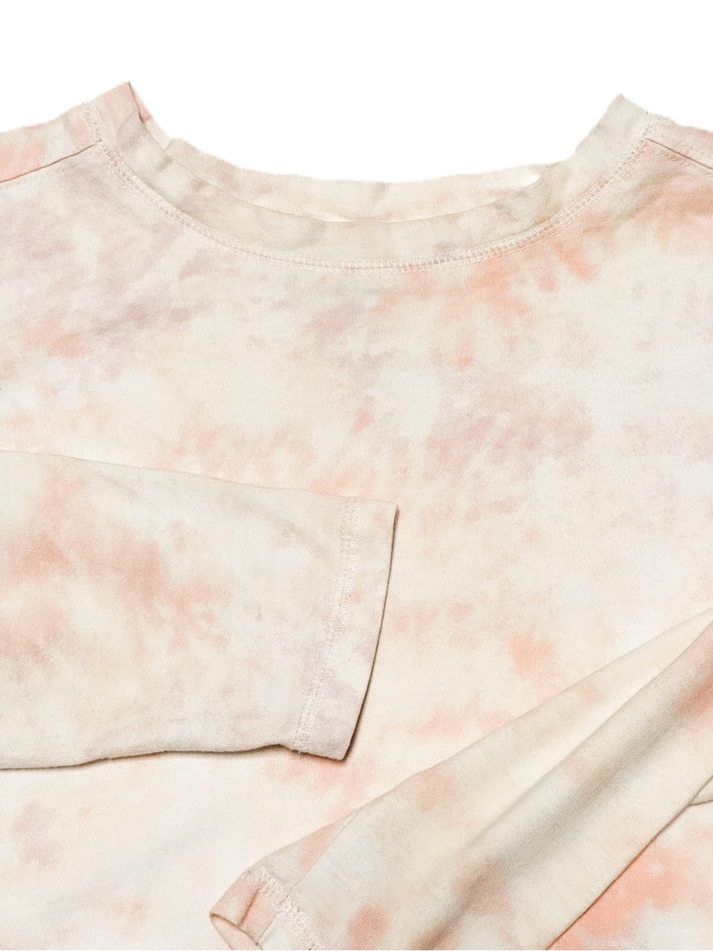 Old Navy 100% Cotton Blush Pink Tie-Dye Long Sleeve Relaxed Tee Crewneck T-Shirt